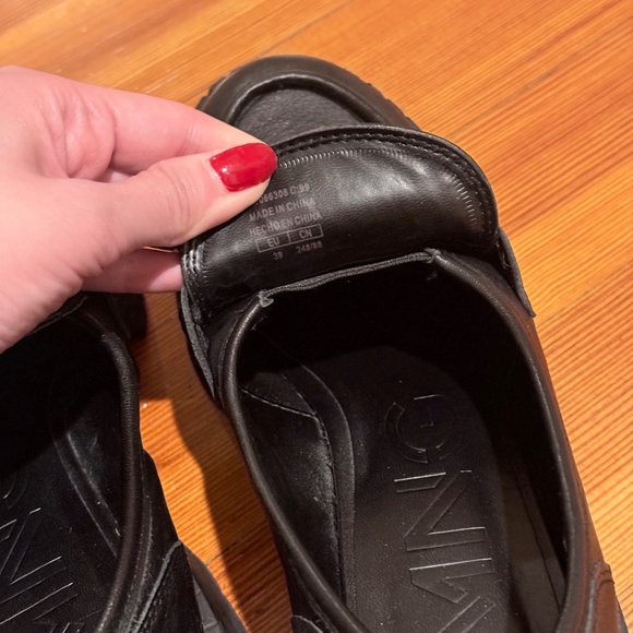 Mango Leather Chunky Lug Sole Loafers in Black - 8 - Picture 6 of 7